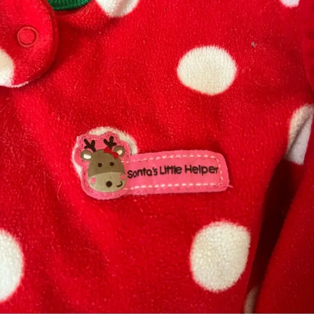 Carters Girls Fleece Christmas Feetie Pajama Bundle 18 Months‎ Red White Holiday